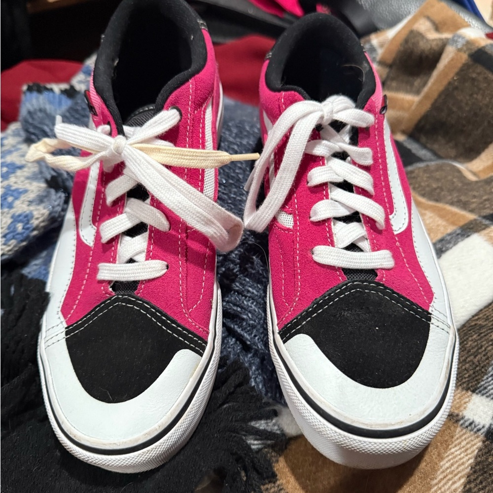 Vans Pink and Black Sneakers with White Sole
